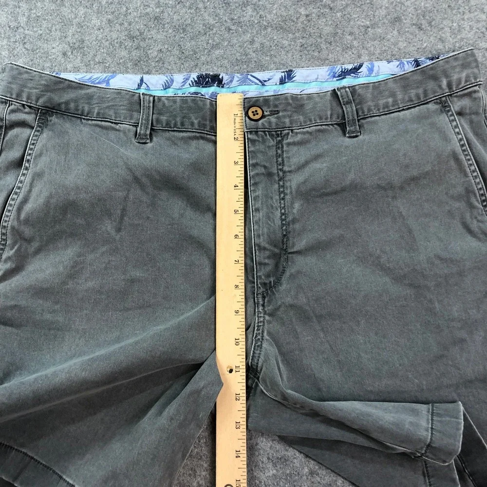 Tommy Bahama Mens Chino Shorts 38 Gray Tropical Waistband Casual Beach